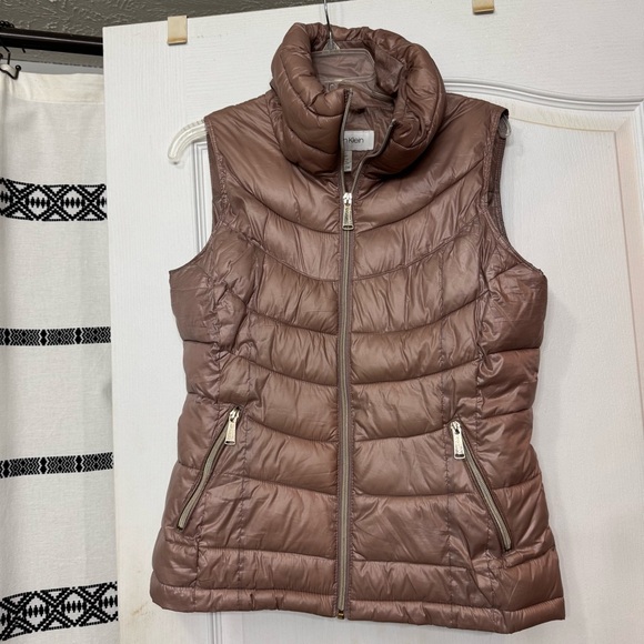 Calvin Klein Jackets & Blazers - Calvin Klein Women Puff Vest in Light Rose Pink Small Gold Zip